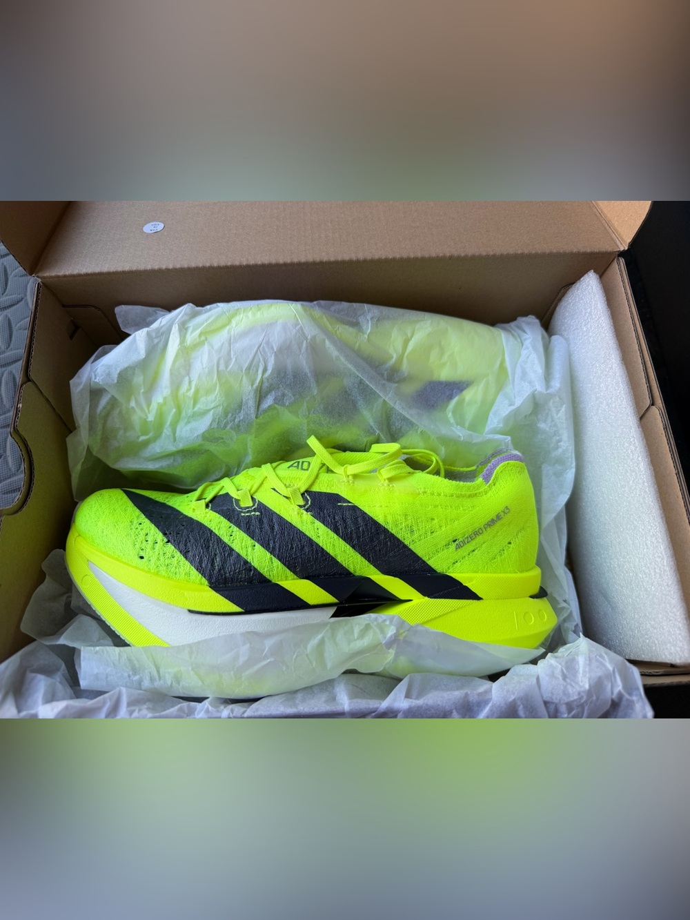 adidas Adizero Prime X3 Strung Box Label in Yellow and Black